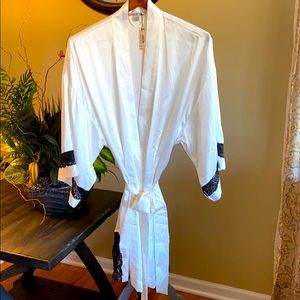 White Satin and Black Lace Victoria’s Secret Robe
